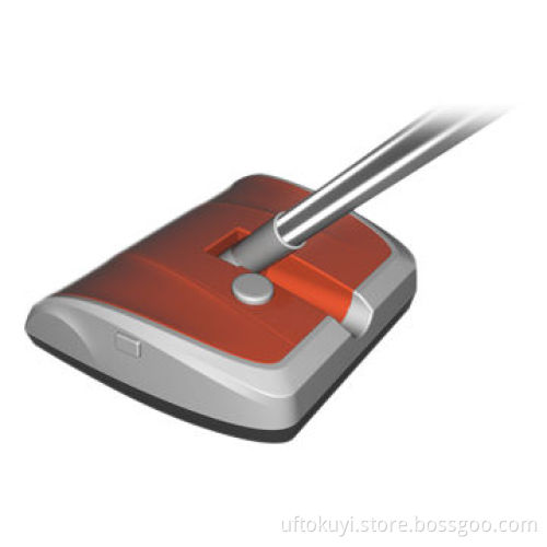 Cordless electric sweeper, used on dry hard floor, with two wheel brushes